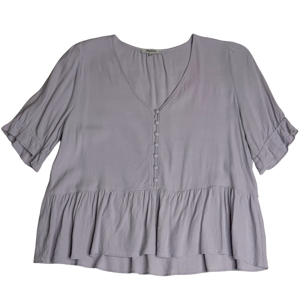 Madewell L0011 Peplum Button Front Lavender Purple Women XL